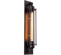 Wmmner Lámpara de Pared V-Intage Aplique Industrial Rústico Casa de Campo Lámparas de Cama Metal Hierro Antiguo Montaje en Pasillo Luz Lámpara de Baño/Negro
