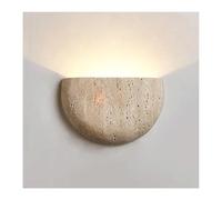 Wmmner Lámpara de Pared Wabi-Sabi, Aplique de Mármol, Escandinavo, Semicircular, Travertino Amarillo, Lámpara de Pared de Media Luna, Lámpara de Pared de Piedra Natural para Vestíbulos, Dormitorios, E
