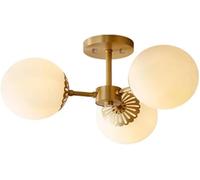 Wmmner Lámpara de Techo de Latón Dorado de 6 Luces - Araña Moderna de Mediados de Siglo con Pantalla de Globo Blanco. Lámpara Colgante Retro, Lámpara Colgante Moderna, Lámpara de Araña