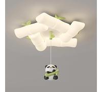 Wmmner Lámpara de Techo Dimming Panda, Lámpara Led de Montaje Empotrado en Forma de Bambú de Dibujos Animados, Luz de Techo Blanca Moderna para Habitación de Niños, Luminaria de Techo Elegante para el