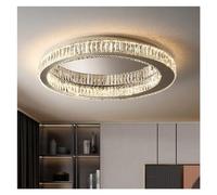 Wmmner Lámpara de Techo Led de Cristal de Lujo Moderno, Sala de Estar, Cocina, Isla, Lámpara de Acero Inoxidable, Accesorio Colgante de Techo de Arte Cromado Redondo, (Blanco Cálido D40 Cm)/Blanco Cál
