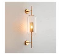 Wmmner Lámparas de Pared de Vidrio, Dormitorio Nórdico, Aplique de Pared de Pasillo, Sala de Estar, Lámpara Decorativa Interior, Luminaria de Vidrio de Latón/un Color/Diámetro 12 * 30 cm
