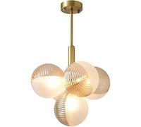 Wmmner Large Glass Globe Ceiling Light Fixtures Semi Flush Mount Light Hanging Ceiling Lamp Compatible With Kitchen Island,Ceiling Chandelier/Coñac/5 Head