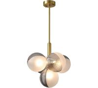 Wmmner Large Glass Globe Ceiling Light Fixtures Semi Flush Mount Light Hanging Ceiling Lamp Compatible With Kitchen Island,Ceiling Chandelier/Gris Humo/5 Head