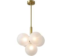 Wmmner Large Glass Globe Ceiling Light Fixtures Semi Flush Mount Light Hanging Ceiling Lamp Compatible With Kitchen Island,Ceiling Chandelier/Blanco/5 Head