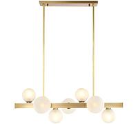 Wmmner Latón Cepillado Dorado, Globo de Vidrio Colgante, Accesorios de Araña Lineal, Lámpara Colgante de Techo de Mediados de Siglo, Sala de Estar, Comedor, Cocina, Lámpara de Caída