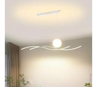 Wmmner Led Black Metal Linear Light, Dimmable Modern Chandelier Wave Line Led Light,Contemporary Dining Room/Bianco/100Cm