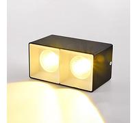 Wmmner Led Ceiling Spotlight Square Down Light, Adjustable Ceiling Light Accent Spot Lamp, 2 Way Aluminum Spotlight Fixture, Directional Spotlights For Corridor Living Room/Negro+Blanco2*12W