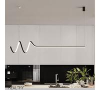 Wmmner Led Chaner Dimmable Lamp With Remote Control, Minimalist Island Lighting Fitting Linear Dining Room Light Fixture, Living Room Bedroom Drop Ceiling Lamp/Negro/70Cm