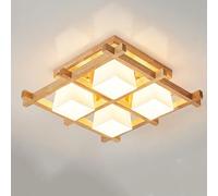 Wmmner Led Japanese Style Modern Ceiling Light Solid Glass Lampshade Bedroom Living Room Home Decoration Lamp, Chandelier/Madera