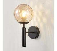 Wmmner Led Wall Light Indoor, Modern E27 Wall Sconce With Globe Glass Ball,1 Light, Vintage Metal Bedside Wall Lamp Fixtures For Living Room Bedroom Bathroom Hallway,Gold,A/Negro/D