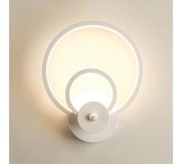 Wmmner Led Wall Sconces, Indoor Wall Lamp 3-Color Temperature, Bathroom Vanity Light Fixtures, 18W Iron Art Wall Light For Living Room Bedroom Hallway Bedside Hallway Stairway(White,Round)/Negro/Squar