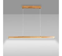 Wmmner Led Wood Light Minimalist Linear Chaner Ceiling Lamp Long Strip Hanging Lighting Fixture Modern Dining Table Chaners Living Room Suspension Lamps/Madera 3000K/120Cm