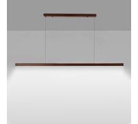 Wmmner Led Wood Light Minimalist Linear Chaner Ceiling Lamp Long Strip Hanging Lighting Fixture Modern Dining Table Chaners Living Room Suspension Lamps/Marrón3000K/80Cm