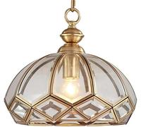 Wmmner Lights Simple Light Hanging Lamp V-Intage Lighting With Clear Glass Shade Chandelier Modern Brass Finished Edison E27 Fixture,Chandelier