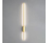 Wmmner Linear Brass Wall Light Modern Led Wall Sconce Ultra-Thin Copper Long Tube Wall Lamp With Acrylic Shade Strip Bedside Wall Lights Corridor Background Wall,Lower-60Cm/Más Bajo/100Cm