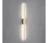 Wmmner Linear Brass Wall Light Modern Led Wall Sconce Ultra-Thin Copper Long Tube Wall Lamp With Acrylic Shade Strip Bedside Wall Lights Corridor Background Wall,Lower-60Cm/Medio/100Cm