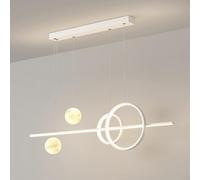 Wmmner Linear Chaner Led Dimmable Light 39.3" Kitchen Island Lighting Fixture, Modern Ceiling Hanging Lamp With Remote Control Dining Table Lights Moon Chaners