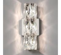 Wmmner Long Strip Crystal Wall Sconce Led Crystal Wall Light Bar Vanity Light Chrome Linear Bathroom Wall Mount Lamp Bedside Lighting For Bedroom Living Room,3-Light-A
