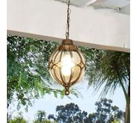 Wmmner Luces Colgantes Al Aire Libre Farmhouse Outside Chandelier Accesorio de Porche Metal Negro con Globo de Vidrio Transparente en Mde Jaula de Aluminio Linterna Exterior, Lámpara Colgante de Techo