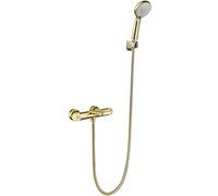 Wmmner Lujuego de Ducha de Latón Montado en la Pared Xury con Cabezal de Ducha de Mano, Acabado Negro Cepillado, Mezclador de Ducha de Baño Moderno, Actualización de Baño Elegante, Diseño Duradero Ulz