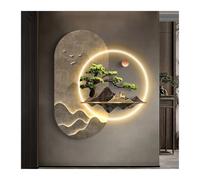 Wmmner Luz de Cuadro de Pared Moderna Dentro de Creative Apliques de Paisaje Oriental Apliques de Pared Lámpara Led, Pintura Colgante de Pared de Pino de Bienvenida para el Vestíbulo Del Bar Del Hotel