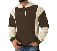 Wmmner Men Hoodie Slim Fit Color Blocking Classic Draw Stpocket Modern Style Trendy Sweatshirt Fashionable Sportswear Comfort Fashion Clothes Tops Pullover/Marrón/Talla Xl