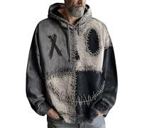 Wmmner Men Hoodies Knit Halloween Printed Loose Fit, Retro Pocket Draw Stgraphic Leisure Delicate Hoody Sweatshirt Workout Running Athletic Active Sports Wear/Gris/4Xl