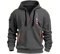 Wmmner Mens 1/4 Zip Pullover Graphic Hoodie Casual Workout Fall Tee Long Sleeve Fashion Drawsttops with Zipper Pocket Hooded Sweatshirts Men/K Gray/Xl