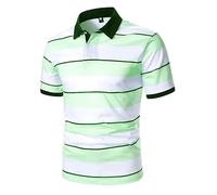 Wmmner Men's Casual Shirts Classic Basic Short Sleeve Shirt Tees Stylish Tops Striped Button Lapel Neck Fashionable Casual Down Regular Fit Art Tee Comfortable Longline V Neck Trendy Striped T-Shirt/V