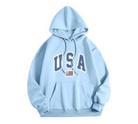 Wmmner Mens Hoodie Oversized Graphic Casual Design Draw Stpocket Letter Printed Comfortable Pullover Fall And Winter Long Sleeve Active Sports Sweatshirts/.Celeste/Xxl