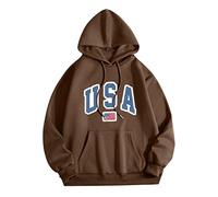 Wmmner Mens Hoodie Oversized Graphic Casual Design Draw Stpocket Letter Printed Comfortable Pullover Fall And Winter Long Sleeve Active Sports Sweatshirts/Café/L