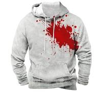Wmmner Mens Hoodie Scary Blood Effect Funny Halloween, Holiday Parties Drawstrings Pocket Casual Hooded Sweatshirt Tops Gym Running Hoody Pullover Sporty Look/Salpicaduras de Sangre/Talla Xl