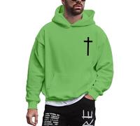 Wmmner Mens Hoodies Cool Graphic Basic Trendy Design, Print Patterns Loose Pocket Casual Styles Hooded Sweatshirt Baggy Basic Fashionable Hoody Outfits Pullover/Verde/Talla Xl