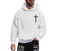 Wmmner Mens Hoodies Cool Graphic Basic Trendy Design, Print Patterns Loose Pocket Casual Styles Hooded Sweatshirt Baggy Basic Fashionable Hoody Outfits Pullover/Blancas/L
