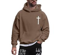 Wmmner Mens Hoodies Cool Graphic Basic Trendy Design, Print Patterns Loose Pocket Casual Styles Hooded Sweatshirt Baggy Basic Fashionable Hoody Outfits Pullover/Café/3Xl
