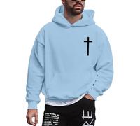 Wmmner Mens Hoodies Cool Graphic Basic Trendy Design, Print Patterns Loose Pocket Casual Styles Hooded Sweatshirt Baggy Basic Fashionable Hoody Outfits Pullover/Azul Cielo/Talla Xl