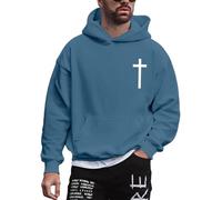 Wmmner Mens Hoodies Cool Graphic Basic Trendy Design, Print Patterns Loose Pocket Casual Styles Hooded Sweatshirt Baggy Basic Fashionable Hoody Outfits Pullover/Azul/Talla Xl