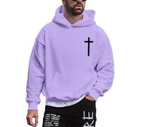 Wmmner Mens Hoodies Cool Graphic Basic Trendy Design, Print Patterns Loose Pocket Casual Styles Hooded Sweatshirt Baggy Basic Fashionable Hoody Outfits Pullover/Púrpura/S
