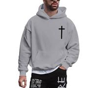 Wmmner Mens Hoodies Cool Graphic Basic Trendy Design, Print Patterns Loose Pocket Casual Styles Hooded Sweatshirt Baggy Basic Fashionable Hoody Outfits Pullover/Gris/Xxl