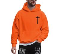 Wmmner Mens Hoodies Cool Graphic Basic Trendy Design, Print Patterns Loose Pocket Casual Styles Hooded Sweatshirt Baggy Basic Fashionable Hoody Outfits Pullover/Naranja/L