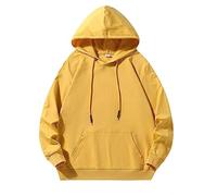 Wmmner Mens Plain Hoodie Casual Drawsthooded Sweatshirts Fashion Tops Classic Basic Shirt Long Sleeve with Pocket Plus Size Fall Pullover Men/Amarillo/Xxl