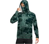 Wmmner Men's Sun Protection Hoodie Upf 50+ Rash Guard Camo Shirt Long Sleeve Outdoor Fishing Running Hiking Hooded Tops with/Verde/Xl