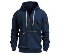 Wmmner Mens Zip Up Hoodie Multiple Pockets, Contrast Zipper Athletic Delicate Modern Style Long Sleeve Sweatshirts Pullover Comfort Fashion Fall Hoody Clothes/Marina/L