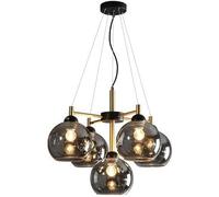 Wmmner Mid Century Decoration Glass Bubble Round 5-Light Black D Sputnik Ceiling Light Farmhouse Gray Amber Ball Industrial Hanging Lamp, (Gray 90Cm)/Gris/57Cm