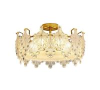 Wmmner Mid Century Glass Ceiling Light Modern Retro Light Bedroom Chandelier Golden Round Flush Mount Ceiling Lamp E14 Home Decoration Interior Lighting For Living Room Restaurant(40Cm*24Cm)/un Color/