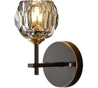 Wmmner Mid-Century K9 Post-Modern Diamond Crystal Black Wall Lamp Elegant Copper Wall Hanging Lamp para la Sala de Estar, el Comedor, el Dormitorio, el Baño, 1 Lámpara-L/1 Lámpara/S