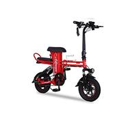 Wmmner Mini Coche Eléctrico Plegable para Motocicleta, Mini Coche Eléctrico de Pedal de Dos Ruedas para Adultos, Viaje Portátil con Batería de Litio Plegable B/Rojo/48V8A