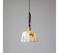 Wmmner Modern Brass Chandelier Walnut E27 Lighting Light With Butterfly Pattern Ceramics Shade, Adjustable Hanging Lamp For Kitchen Island Living Room Bedroom Bedside Dining Room Hallway