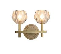 Wmmner Modern Brushed Brass Wall Sconce Vintage Round Crystal Lamp Mid-Century 1 Light Fxture For Living Room Restaurant Hallway-Den 11X21Cm/Dorado/27 * 21Cm(11 * 8Inch)